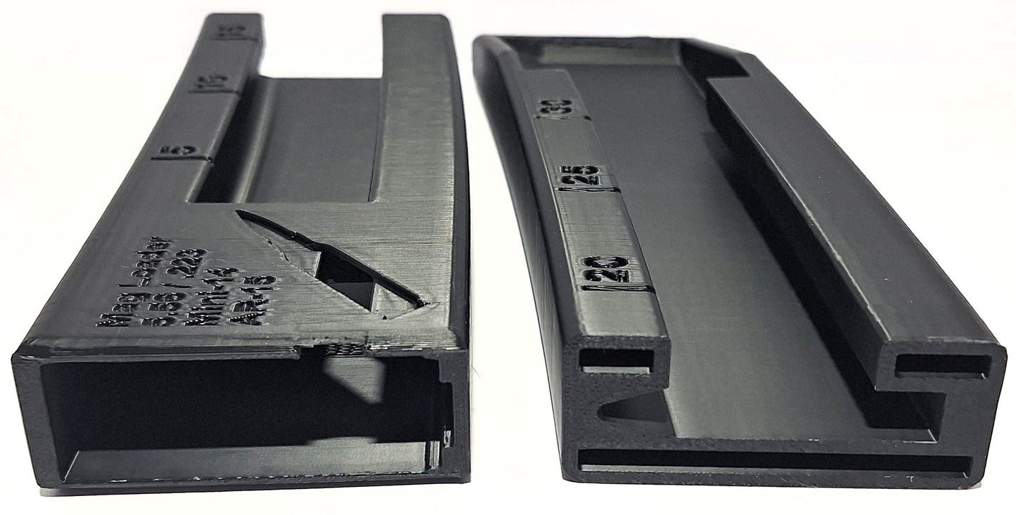 AR .308 Mag Loader showing two pieces designed for travel and compatibility with PMAG, Magpul, ProMag, FNAR.