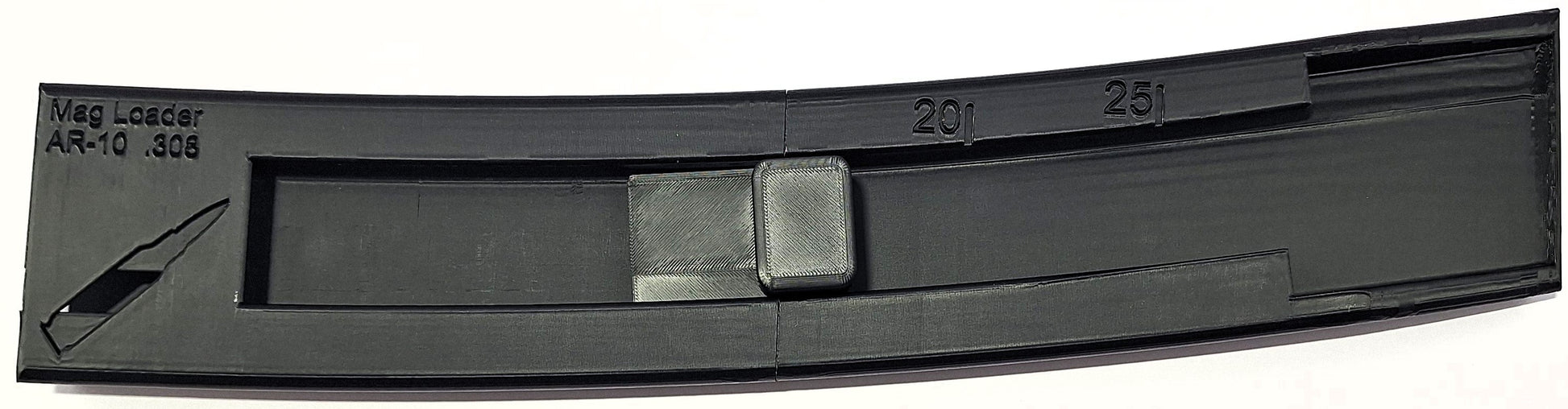 Universal AR .308 Mag Loader for AR-10, black, with 'Mag Loader AR-10 .308' text, compatible with various magazine brands.