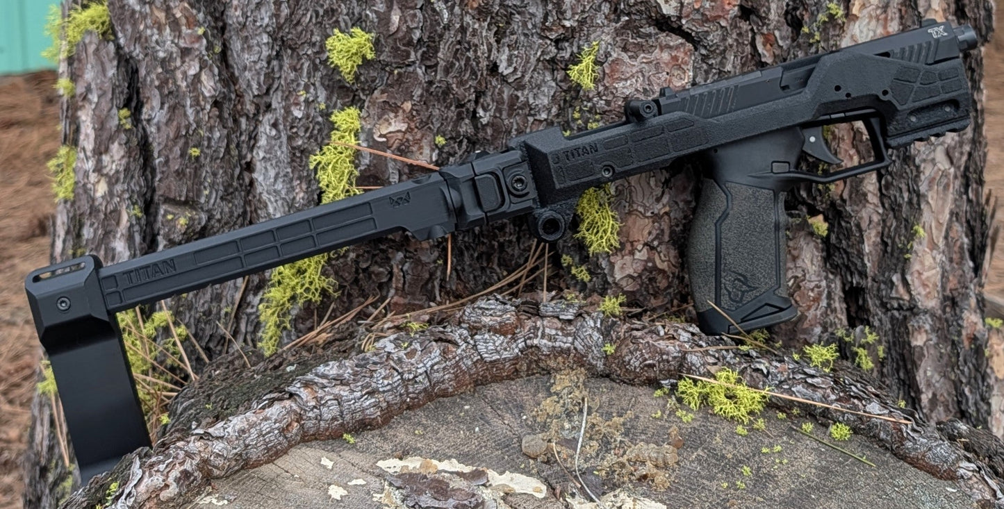 Taurus TX22 Spectre Chassis with optic-ready Picatinny rail and folding arm brace for improved control and compactness