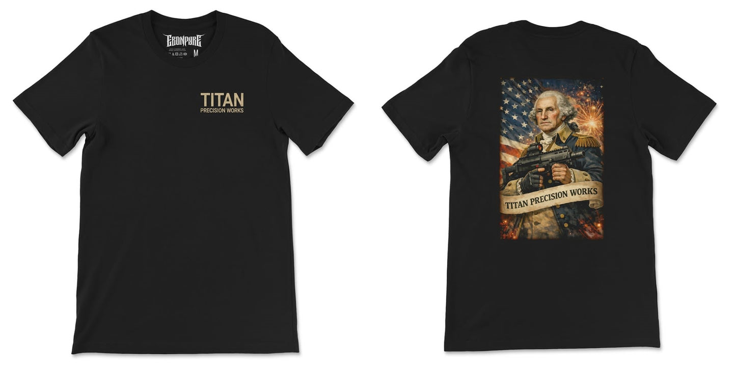 Black TPW Patriot Series Tee with patriotic stars, stripes, and fireworks design